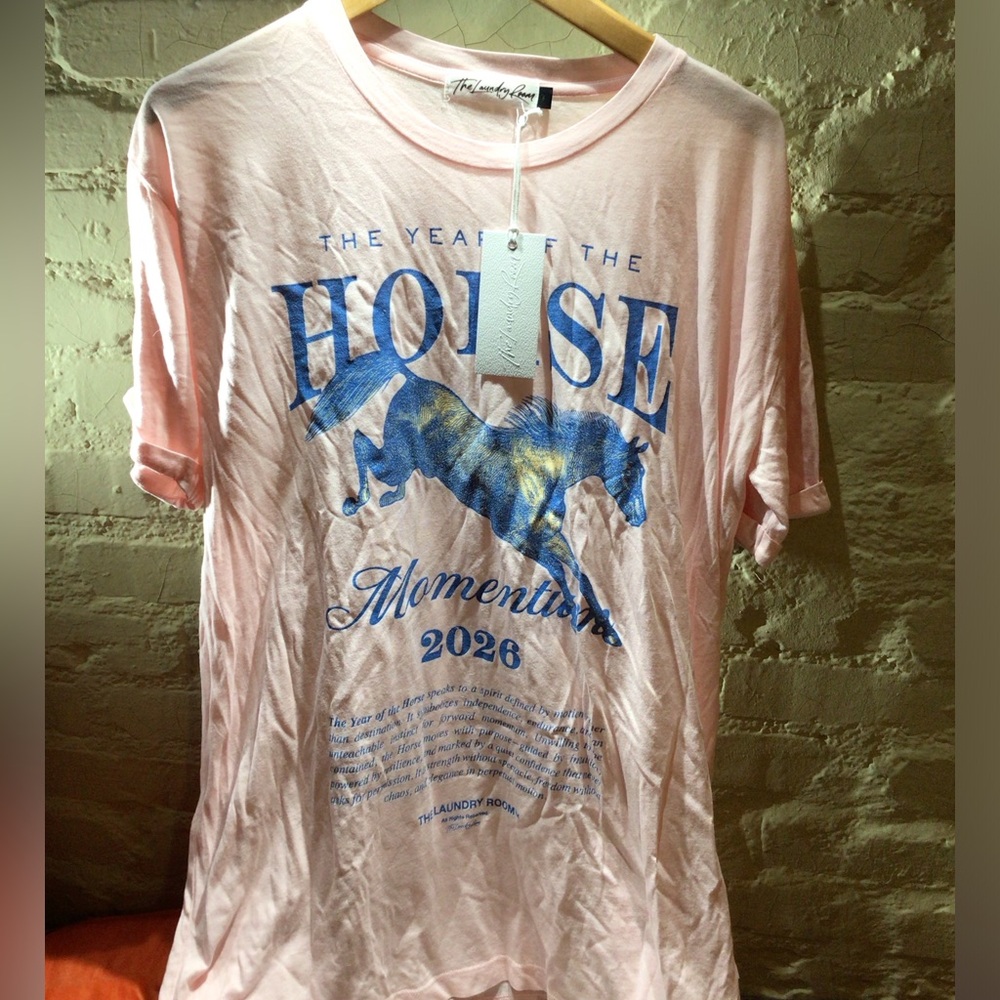 NEW! The Laundry Room Women’s Pink year of the Horse Graphic Tee - Blue Print